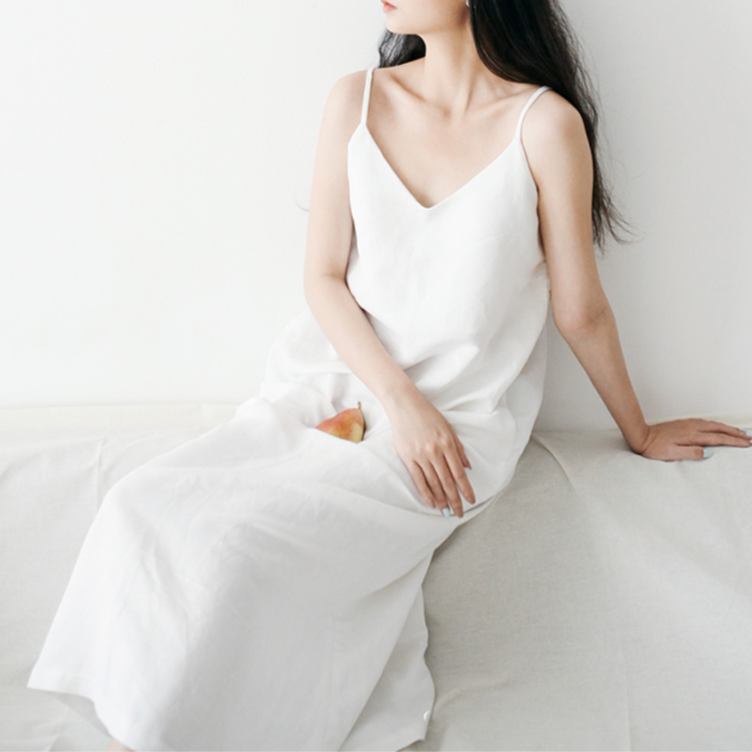 100% Hemp Midi Slip Dress| Handmade&Sustainable Dress